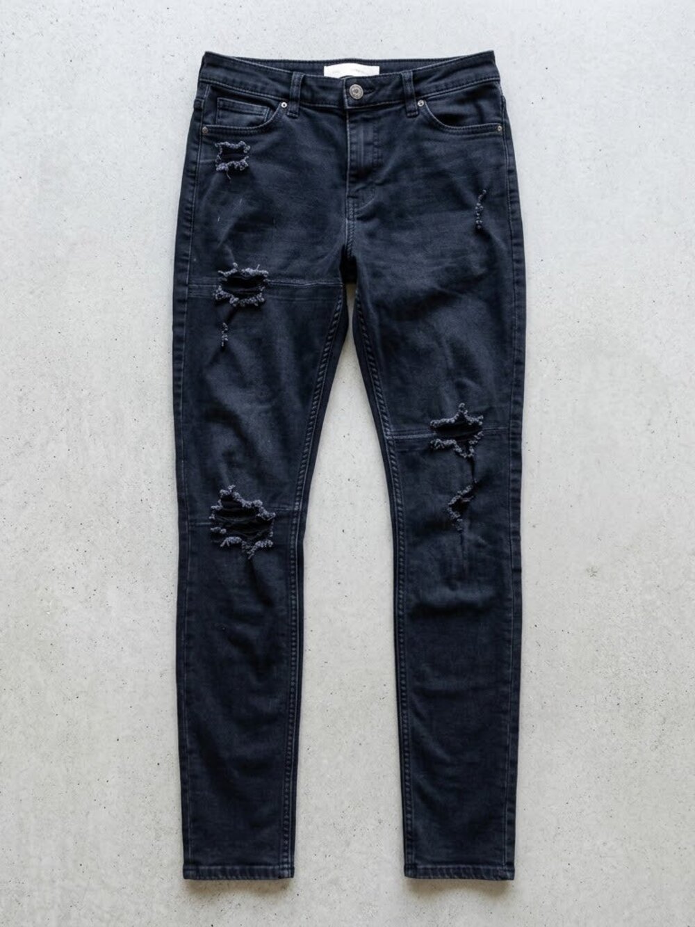 Hollister High-Rise Skinny Black Jeans Size 7 Stretch Thrashed Edgy Y2K Emo Punk